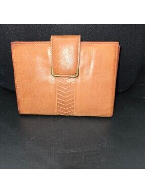 Vintage Princess Gardner Brown Leather Bifold Secretary Wallet Chevron 1980s